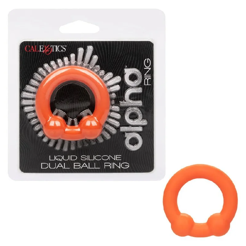 cock ring size hacks reviews-Alpha Liquid Silicone Dual Ball Ring Orange