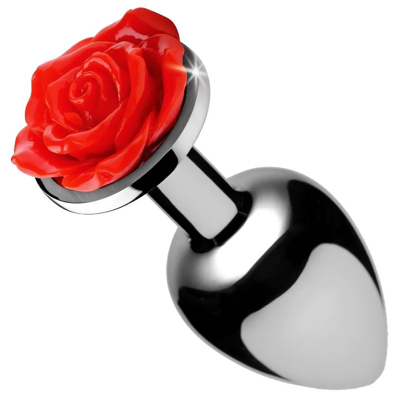 anal toys with flexible tip-Red Rose Anal Plug- Medium