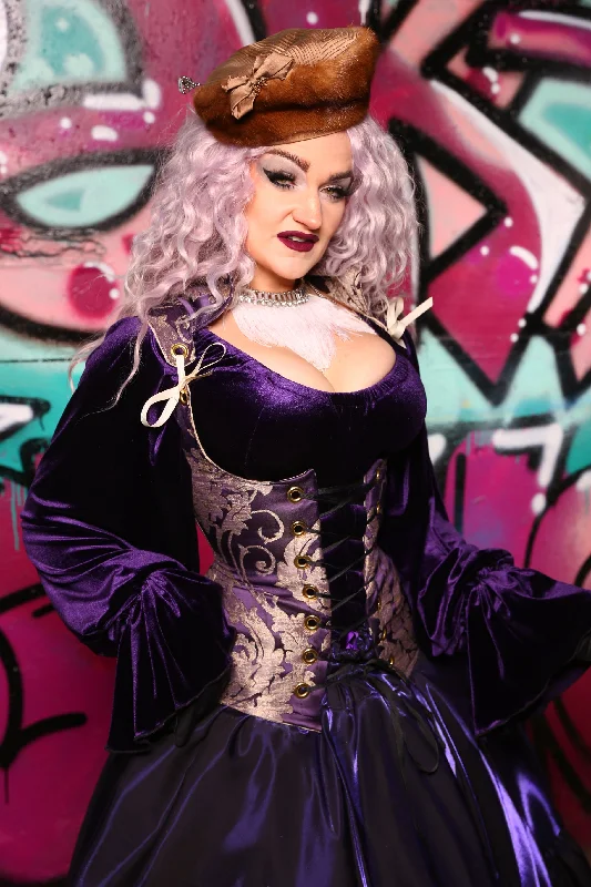 Corset for narrow waist-Vixen Corset In Royalty Damask #45 - The Orchid Oracle Collection