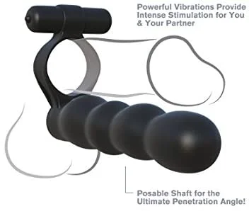 cock ring vibration guide reviews-Pipedream Fantasy C-Ringz Posable Partner Double Penetrator Black Vibrating Double Penetrator Cock Ring