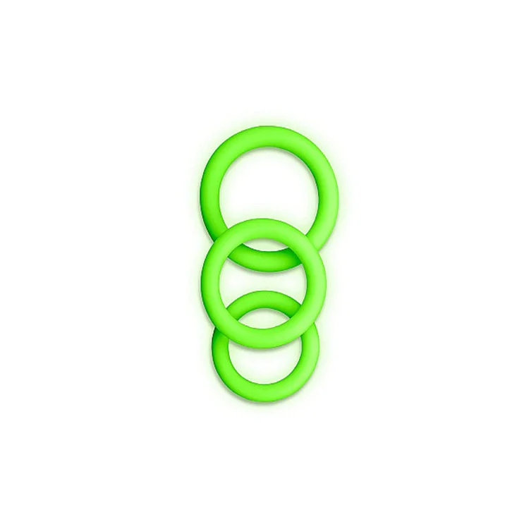 cock ring for stamina tips-Ouch! Glow-in-the-Dark 3pc Cock Ring Set