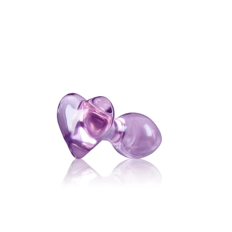 anal toys for intimate bonding-Crystal Heart Glass Anal Plug Purple