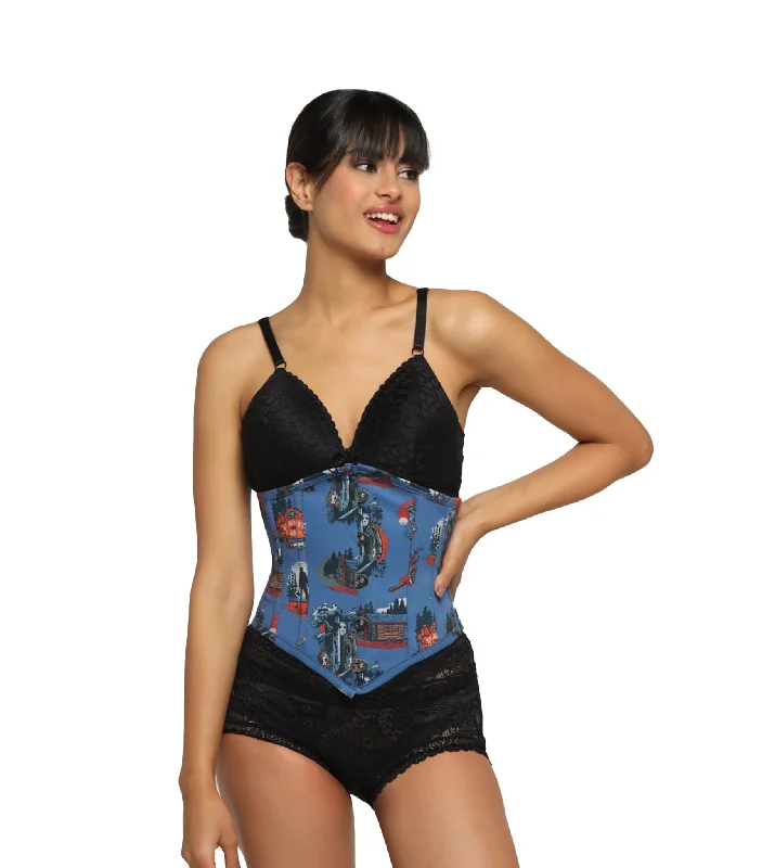 Corset with burnout fabric-Halloween printed Waist Reducing Authentic Steel Boned Sexy Underbust Corset