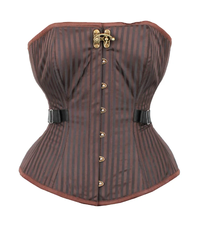 Corset for small waist-Stripes Steampunk Fan Lacing Overbust Corset