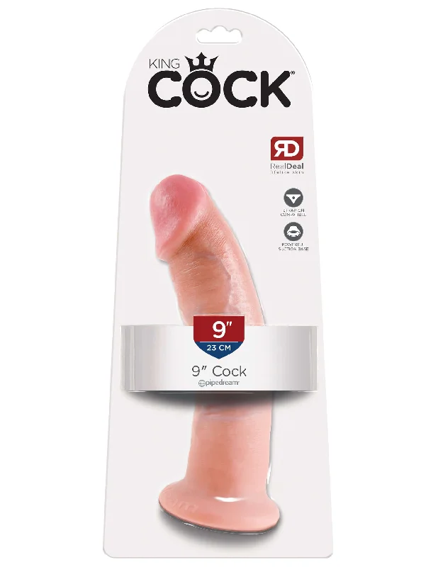 dildo sales tutorials-King Cock 9 inches Cock Flesh Beige Dildo Real Deal RD