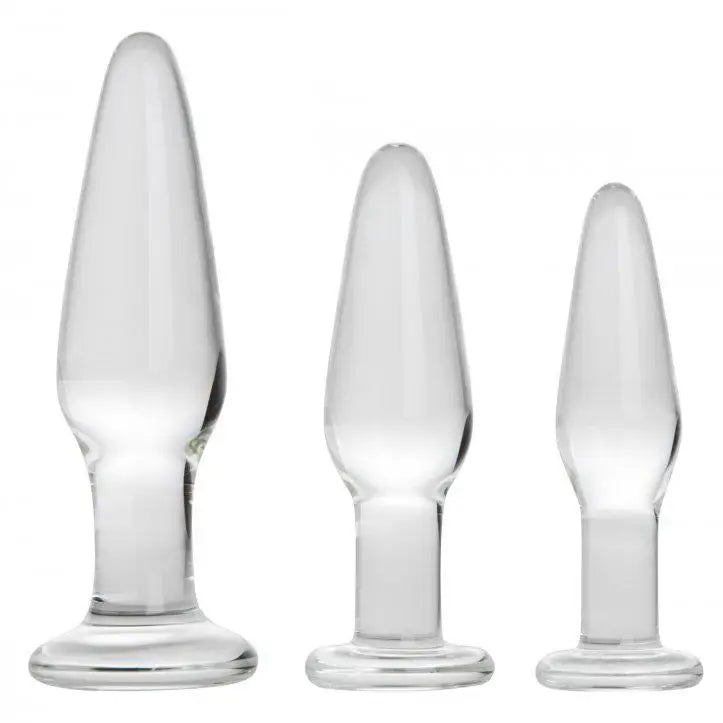 anal toys for anal vibes-3-piece Clear Glass Anal Butt Plug Probe Set