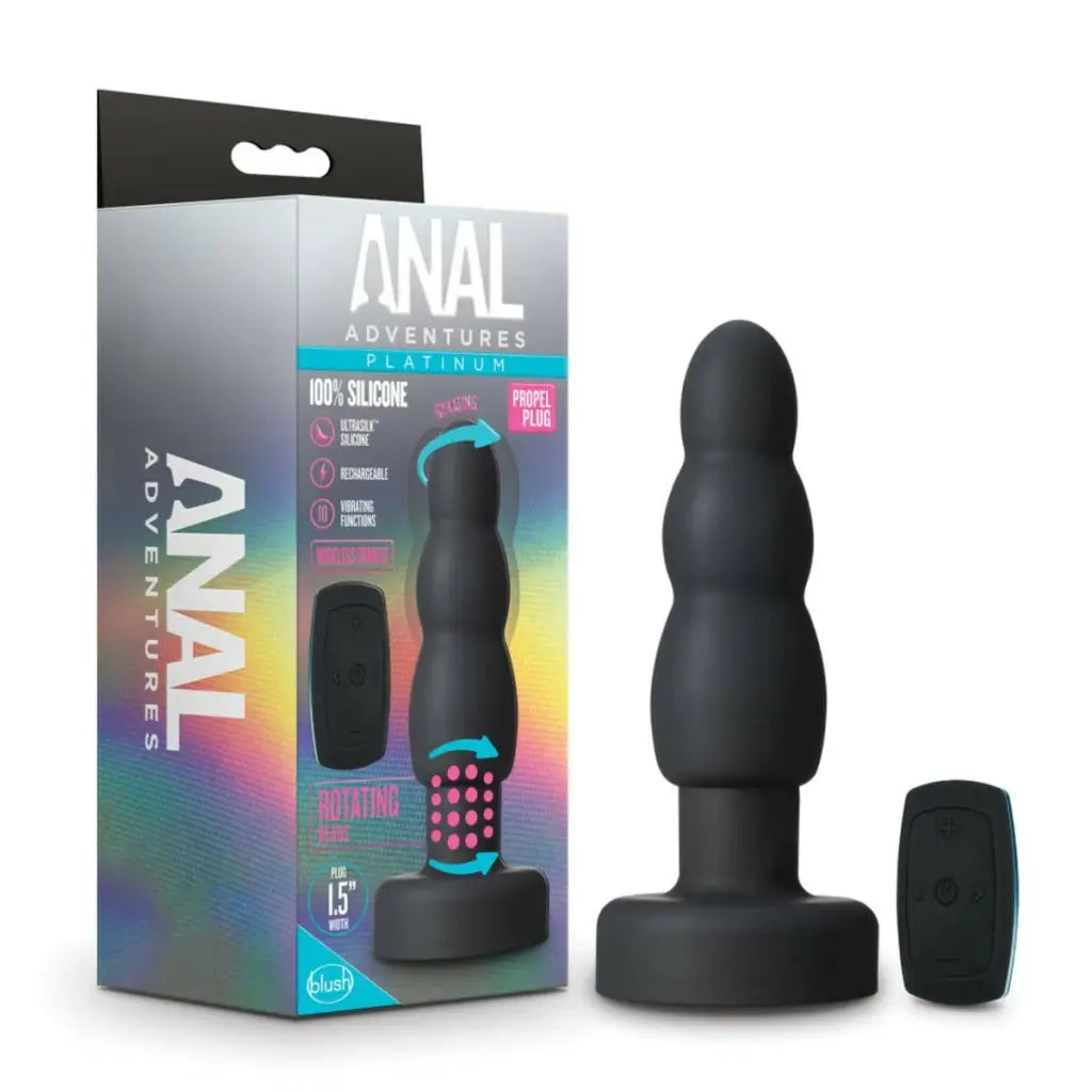 anal toys with pulsing modes-Blush Anal Adventures Platinum Propel Plug Black