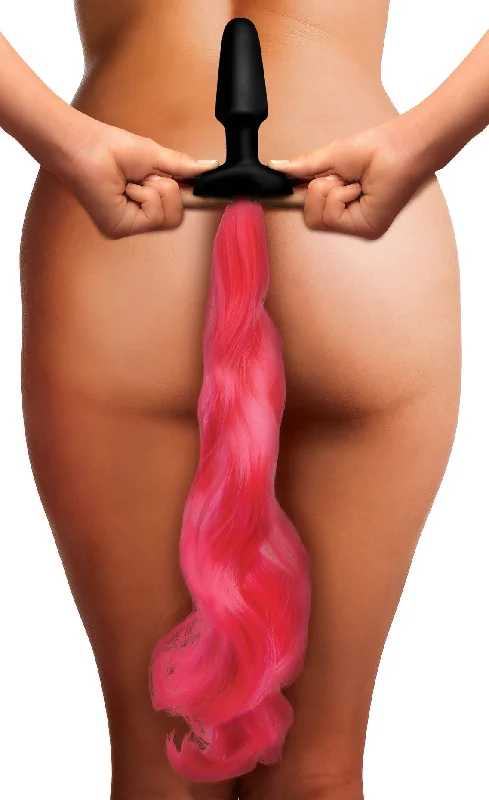 anal toys for anal relaxation-Hot Pink Pony Tail Anal Plug