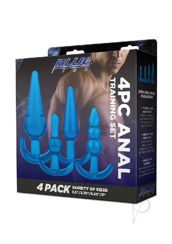 anal toys with quiet finish-Blue Line Anal Training Set 4pc Blue