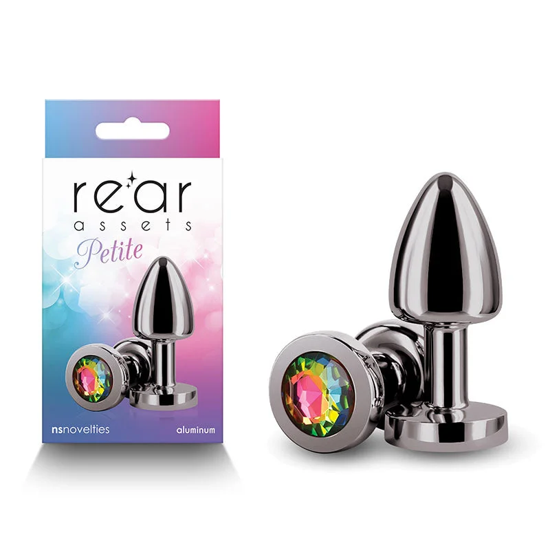 anal toys for couple intimacy-Rear Assets Petite - Gunmetal with Rainbow Gem