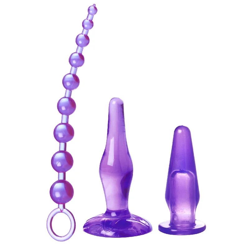 anal toys with stretchable material-Amethyst Adventure 3 Piece Anal Toy Kit