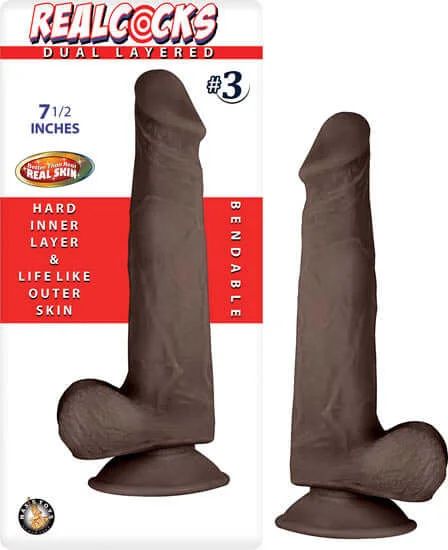 dildo beginner resources-Nasstoys Real Cocks Dual Layered #3 Dark Realistic Dildo: A Sensational Experience