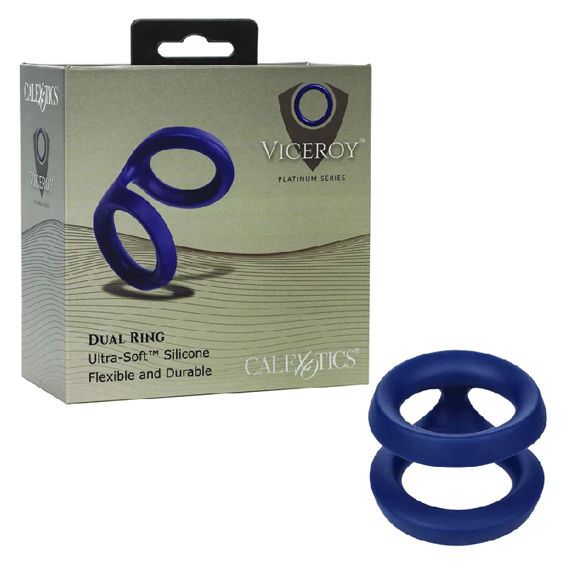 cock ring expert benefits guide-Viceroy Dual Ring Blue Silicone Cock Ring by Cal Exotics