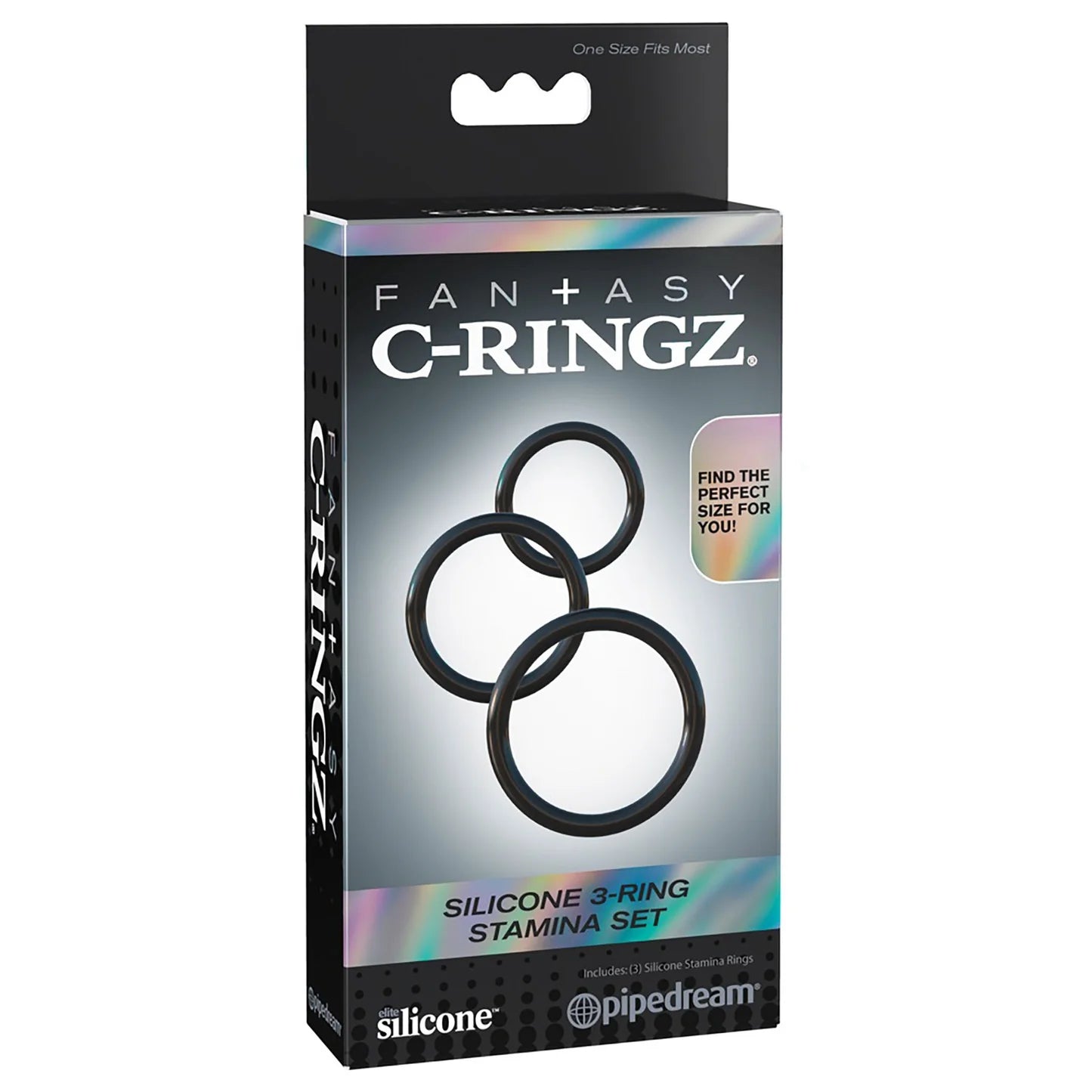 cock ring fit solutions guide-Pipedream C Ringz SILICONE 3 RING STAMINA SET Black Cock Rings