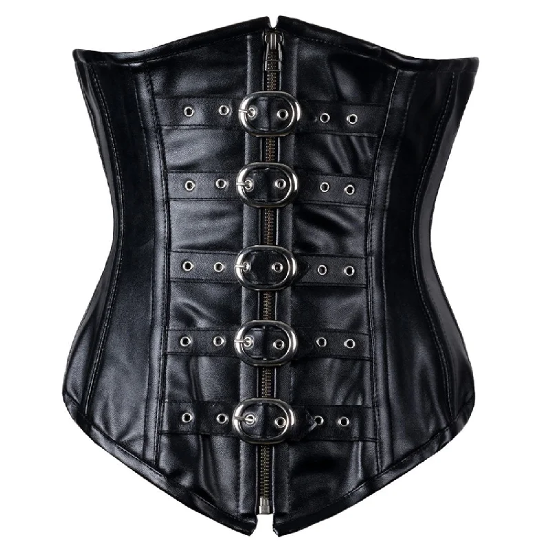 Corset for petite forms-Ursula Faux Leather Candy Underbust Corset