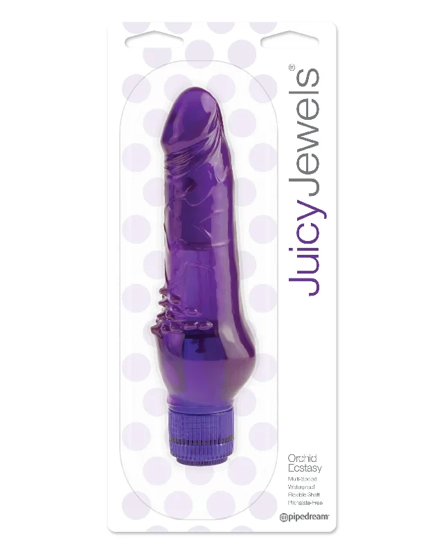 dildo suction reliability-Juicy Jewels Orchid Ecstasy Realistic Vibrating Dildo - Purple, Waterproof, Multi-Speed