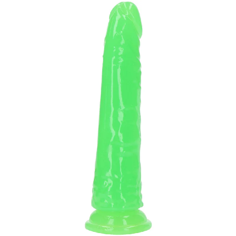 dildo color tutorials-RealRock Glow In The Dark 6 Inch Slim Dildo in Green