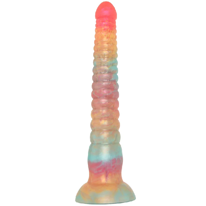 dildo size recommendations-Colours Stacked 9 Inch Dildo in Red/Gold