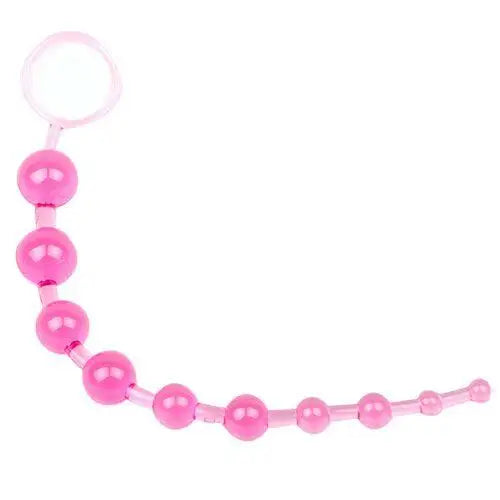 anal toys with adjustable settings-11.75-inch Jelly Pink Bendable Large Anal Beads with Finger Loop