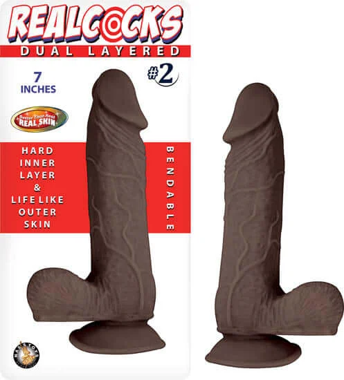 dildo weight tutorials-Real Cocks Dual Layered #2 Dark Realistic Dildo