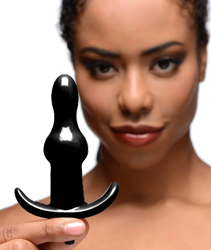 anal toys with firm texture-Bumpy Vibrating Anal Plug - Black