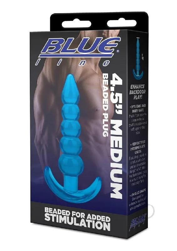 anal toys for sensory massage-Blue Line Medium Beaded Plug 4.5 Blu