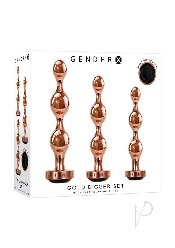 anal toys for gentle stretch-Gx Gold Digger Set 3pc Rose Gold/black