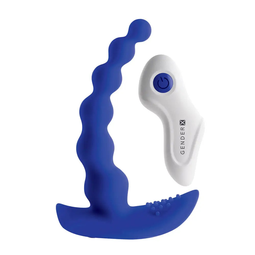 anal toys for couple therapy-4.5-inch Evolved Silicone Blue Rechargeable Anal Beads with Remote