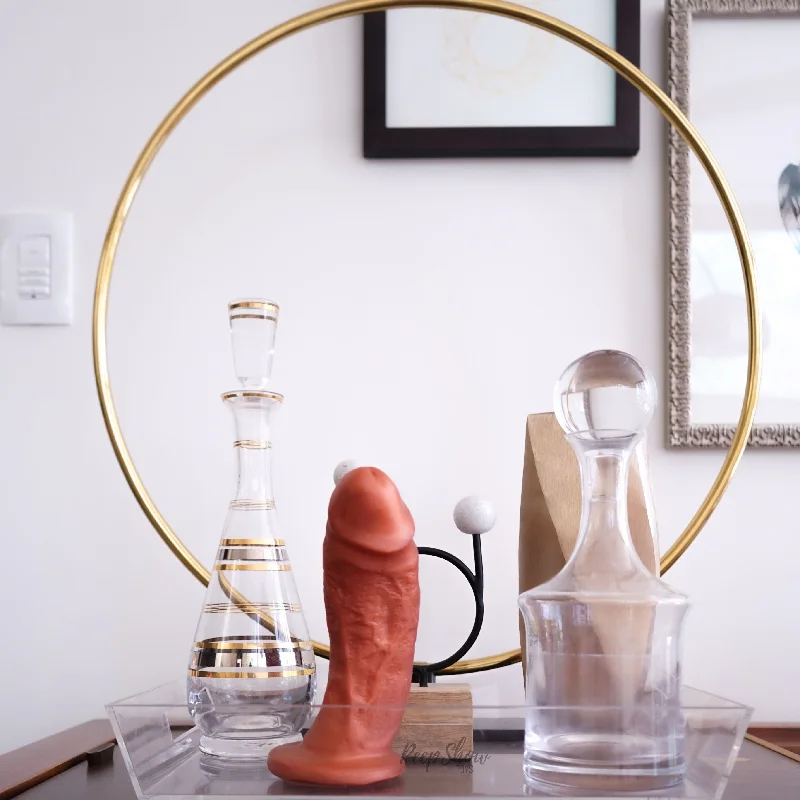 dildo charging resources-SquarePegToys® Mel Harness SuperSoft Bronze Silicone Dildo with Suction Cup