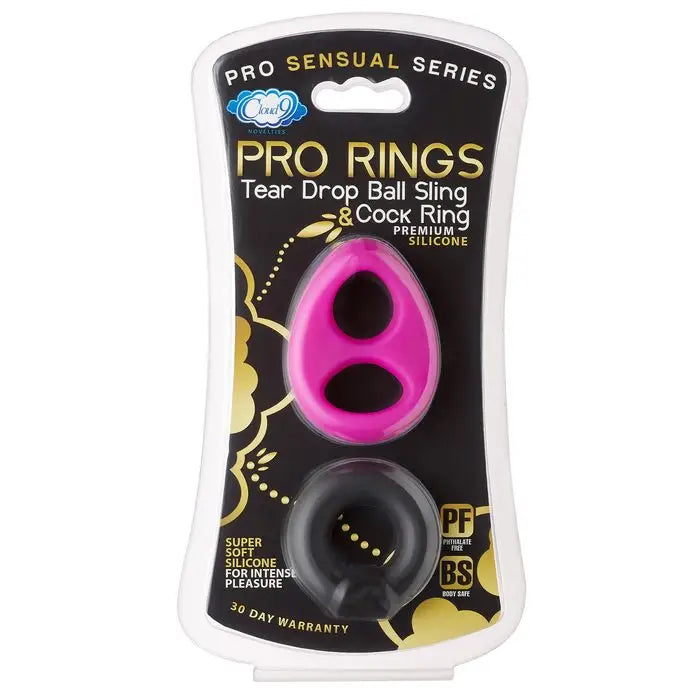 cock ring luxury benefits guide-Cloud 9 Pro Sensual Silicone Tear Drop Ring & Donut Sling 2 Pack