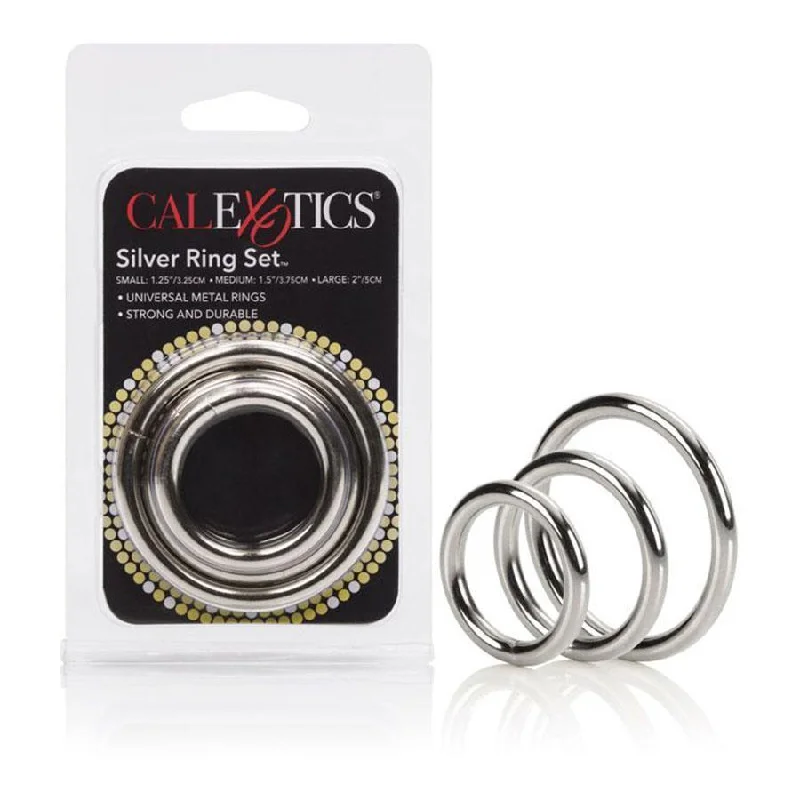 cock ring cleaning tips guide-Silver Metal Cock Ring Set 3 Pack by Cal Exotics