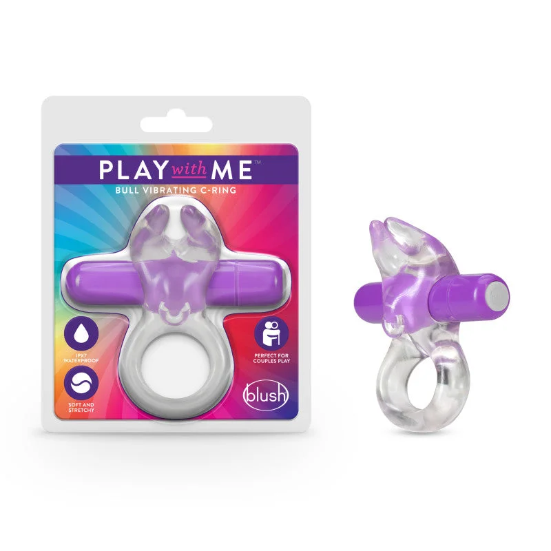 cock ring buying tips guide-Play With Me Bull Vibrating C-Ring With Rabbit Ears Purple