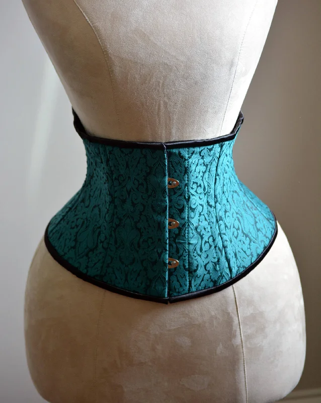 Corset for gothic prom-Classic brocade steel-boned authentic waspie corset for tight lacing and waist training. Gothic, vintage, historical, Renaissance