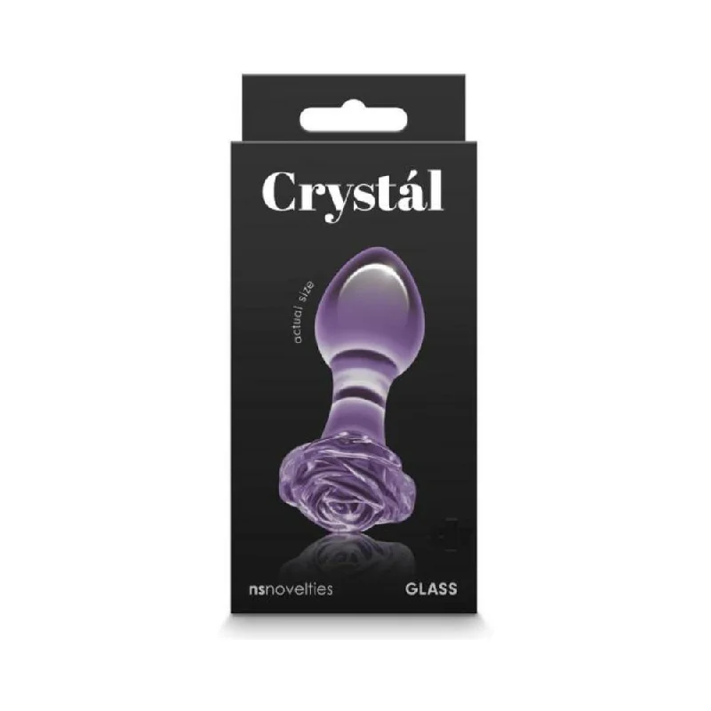 anal toys with sleek design-Crystal Rose Glass Anal Plug Purple