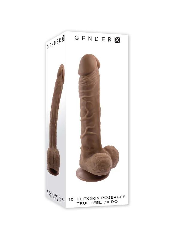 dildo girth resources-Experience Realistic Sensations with the Gender X 10 Inches Poseable Flexskin True Feel Dark Dildo