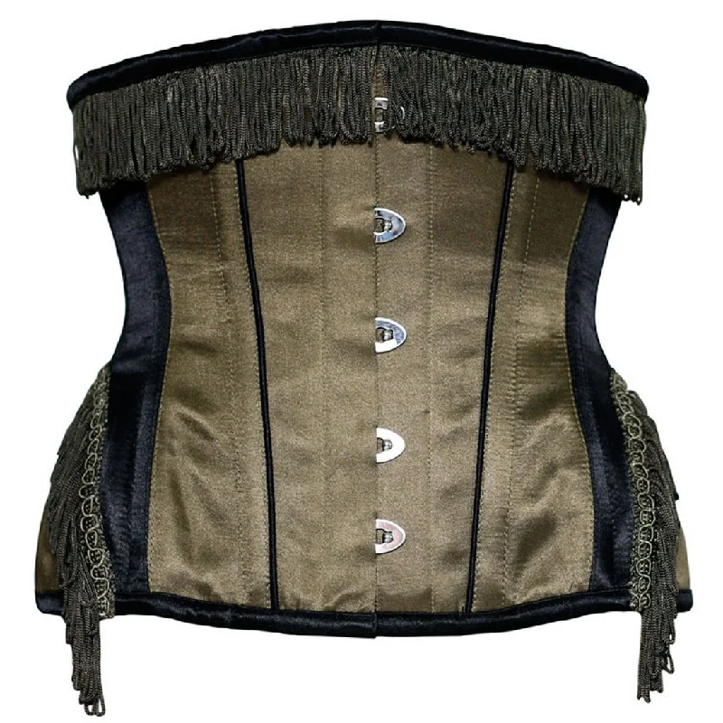 Corset with suede straps-Vintage Victorian Underbust Waist Reducing Classy Satin Exterior Corset