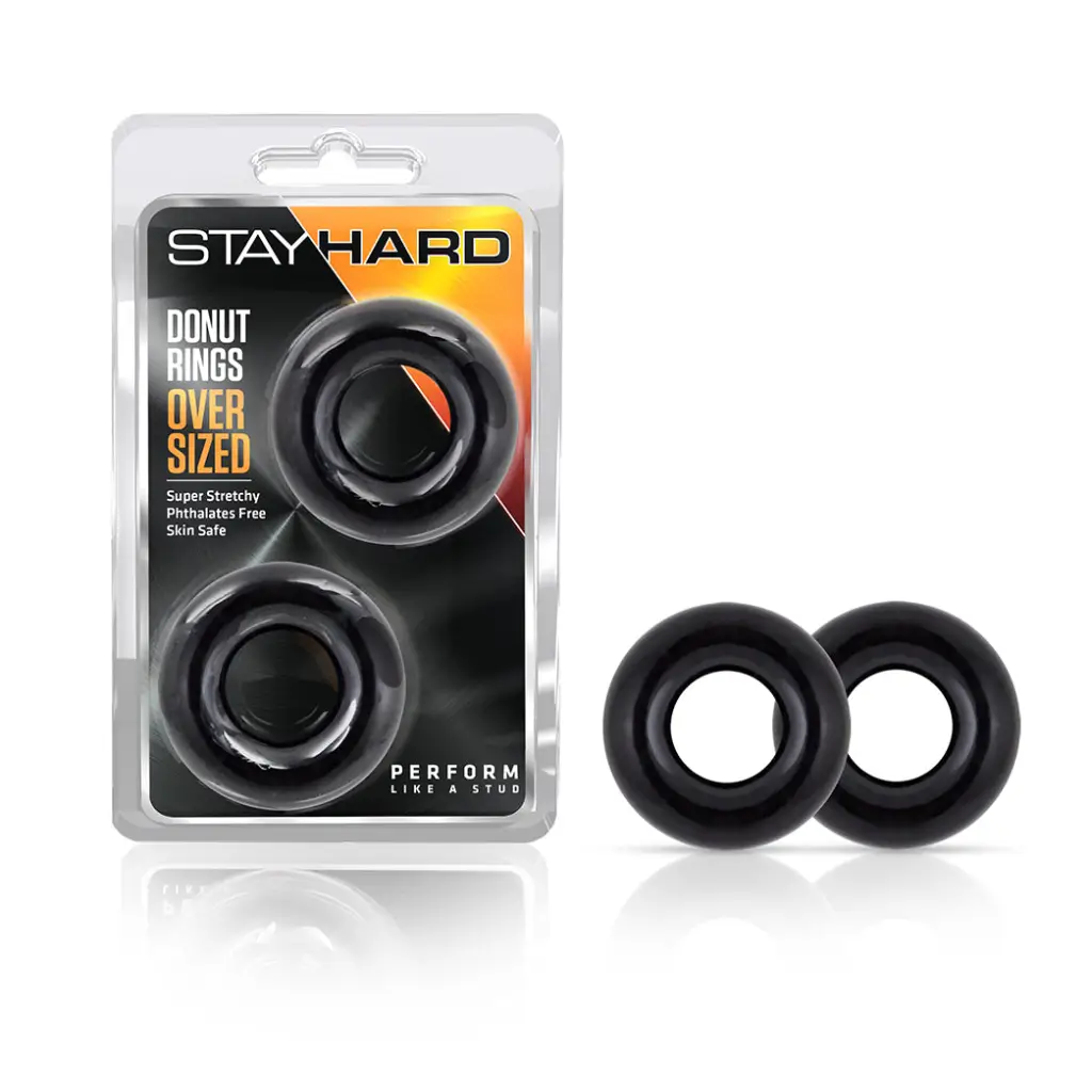 cock ring safety hacks-Blush Stay Hard Donut Rings Oversized Black