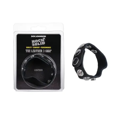 cock ring benefits-Rock Solid Adjustable Leather 5-Snap Cock Ring Black