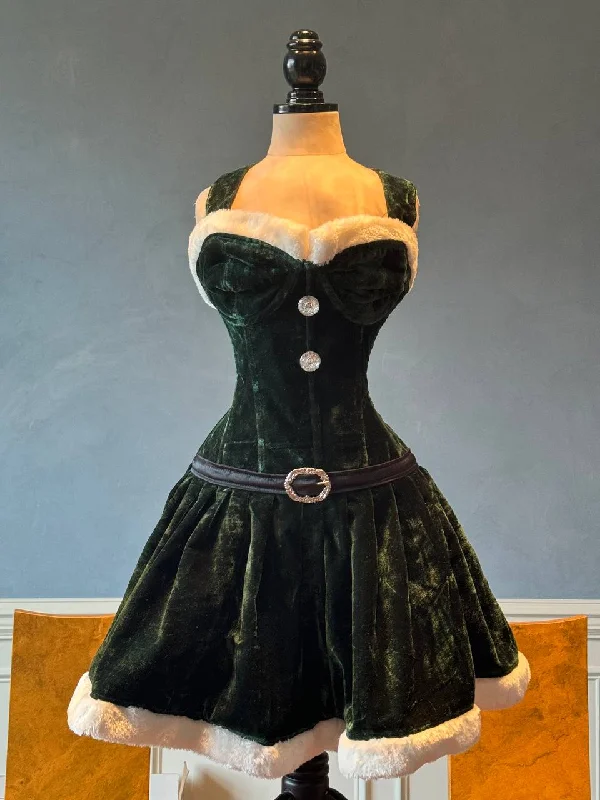 Corset and bustier combo-Green velvet Christmas dress corset. Corset is made personally according to your measurements.