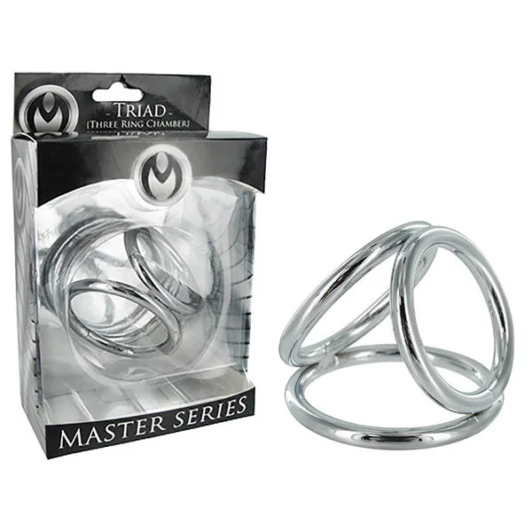 cock ring fit solutions guide-Master Series The Triad - Metal Chamber Cock and Ball Ring