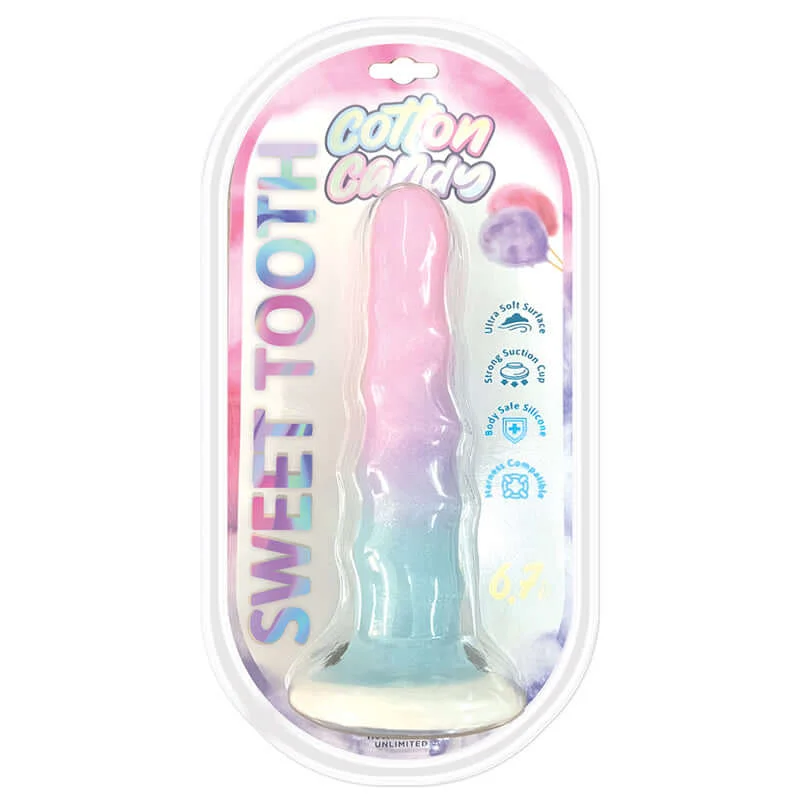 dildo suction innovations-Cotton Candy Powder Puff 6.5 inches Silicone Dildo