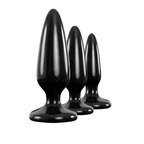 silicone anal toys reviews-Ns Novelties 3-piece Renegade Black Anal Butt Plug Set