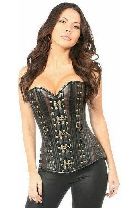 Corset for slimming effect-Top Drawer Faux Leather Steel Boned Corset w/Rivets