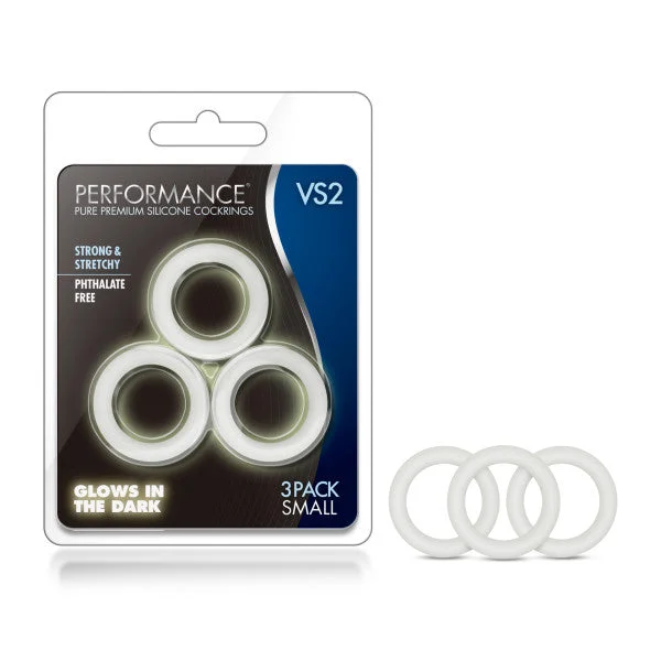 cock ring couple solutions-Performance VS2 Silicone Cock Rings - Small - Glow