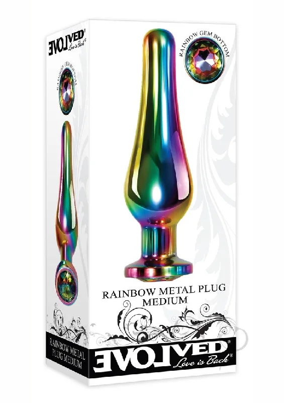 anal toys with smooth grip-Rainbow Metal Plug Medium