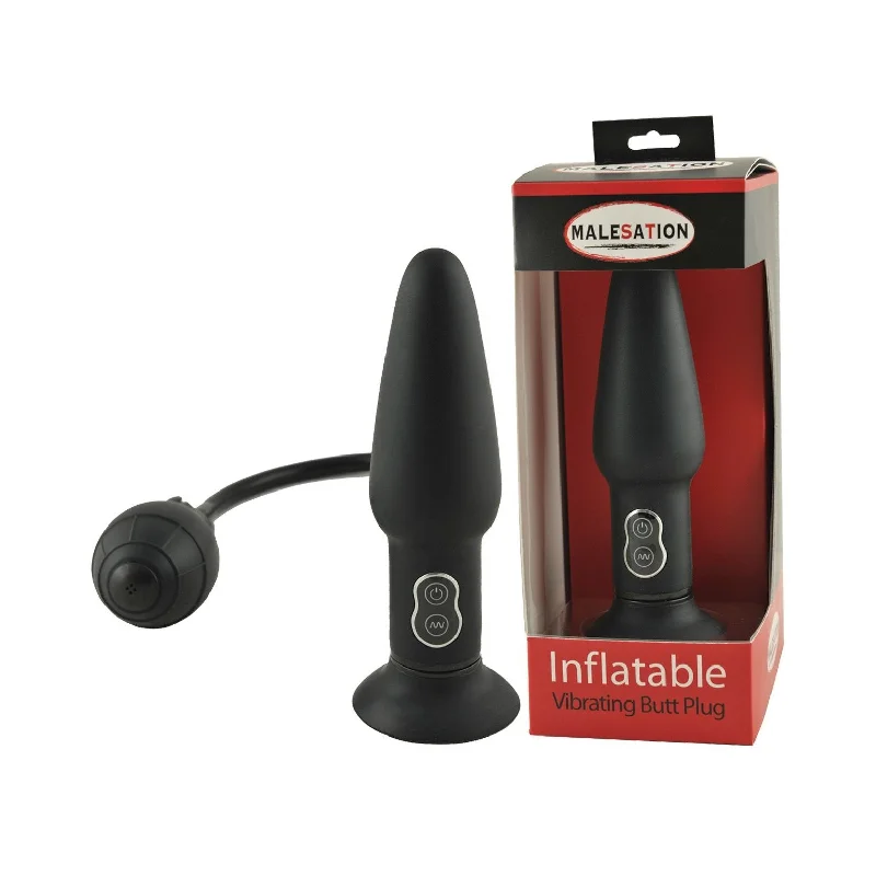 anal toys with soft grip-Malesation Inflatable Butt Plug w/ Vibration