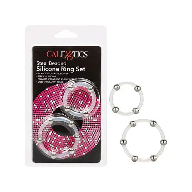 cock ring care benefits reviews-Steel Beaded Silicone Ring Set