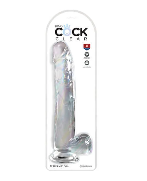 dildo battery resources-King Cock Clear 11 inches Dildo with Balls