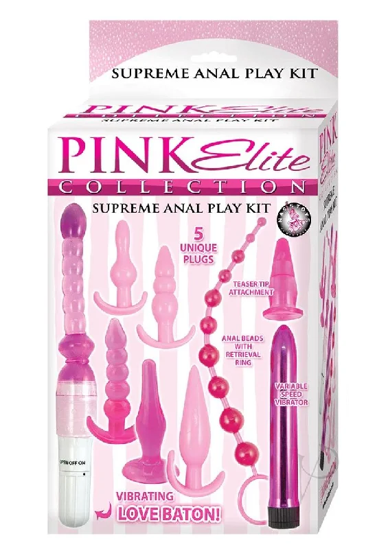 anal toys for subtle vibrations-Pink Elite Coll Supreme Anal Play Kit