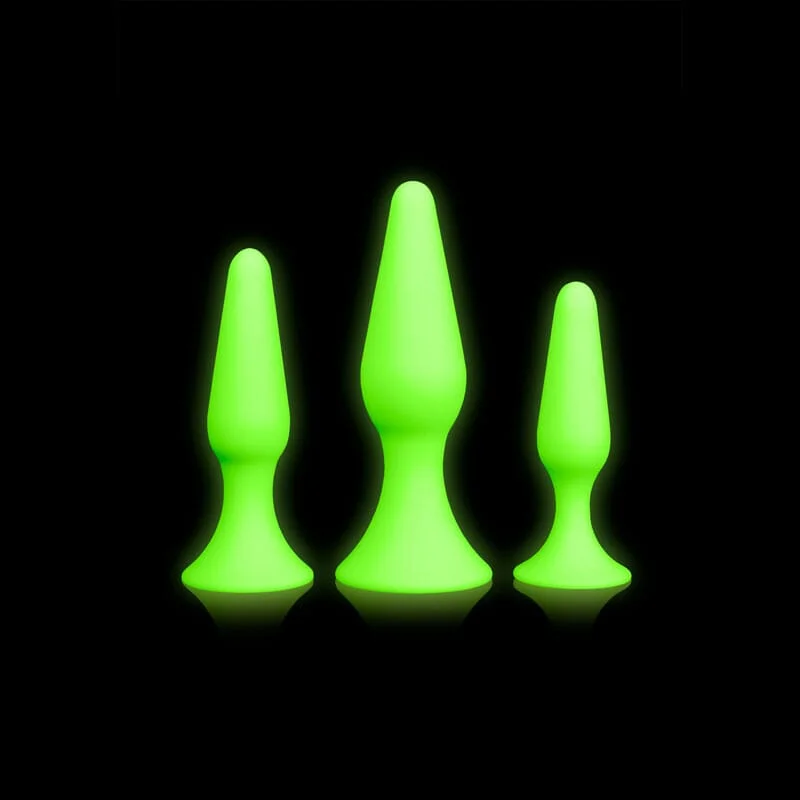 anal toys with smooth base-OUCH! Glow In The Dark Butt Plug Set